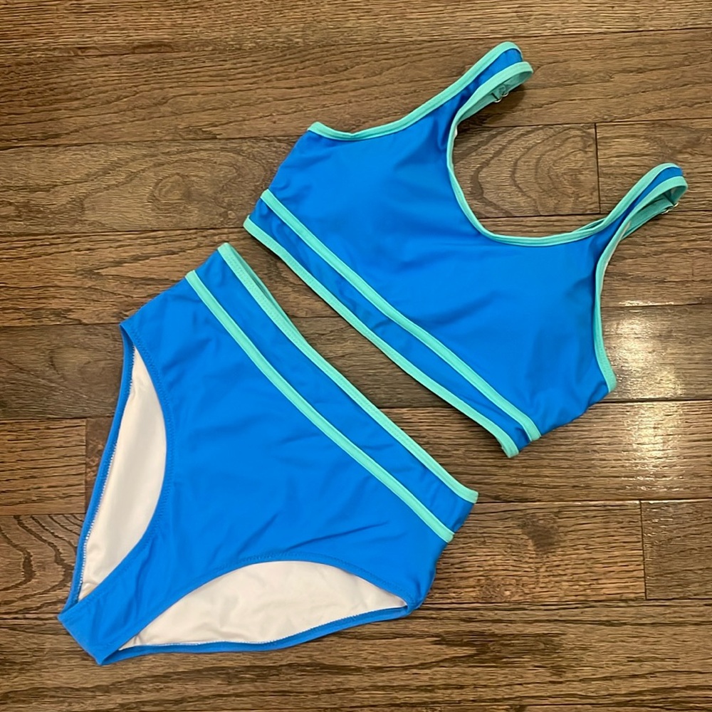 Two piece bikini swimsuit aqua and mint size small